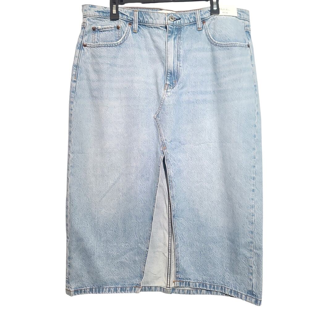 Abercrombie & Fitch High-Rise Denim Pencil Midi Skirt Size 16 Light Blue NWT 32"